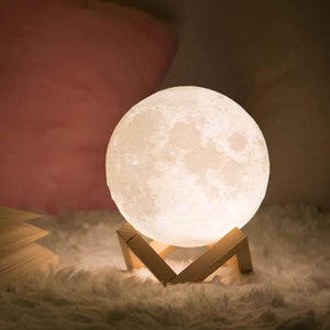 Enchanting 3D Moon Light Set (w\/ Wooden Stand)