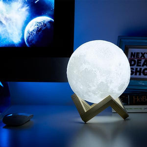 Enchanting 3D Moon Light Set (w\/ Wooden Stand)