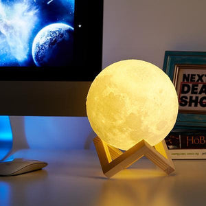 Enchanting 3D Moon Light Set (w\/ Wooden Stand)