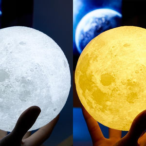 Enchanting 3D Moon Light Set (w\/ Wooden Stand)