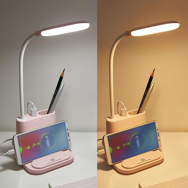 LED Desk Lamp w\/ USB Charging Port \u0026 Pen Holder